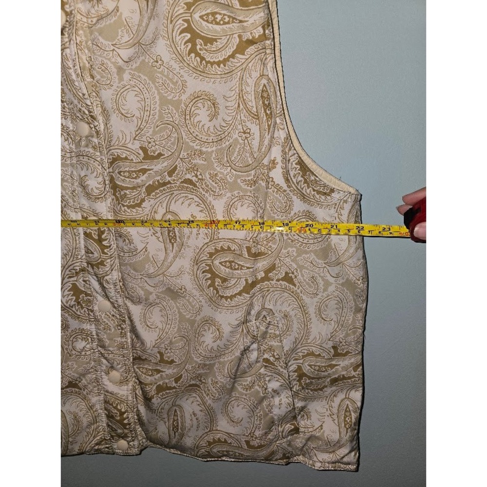 Lands' End Womens Puffer Vest Cream Paisley Reversible Down Filled Winter Size L - Picture 13 of 14